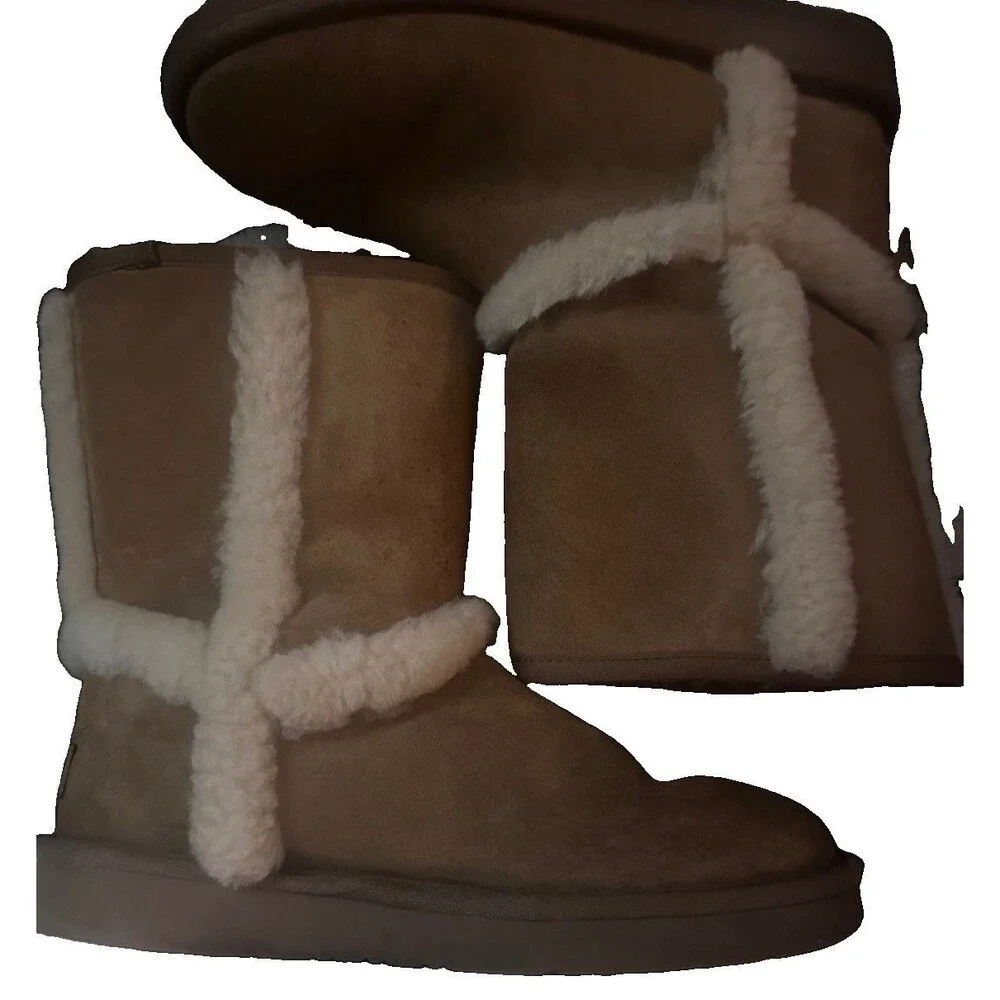 UGG Australia Classic Tall Spill Seam Chestnut Sheepskin Boots Women’s Size 8
